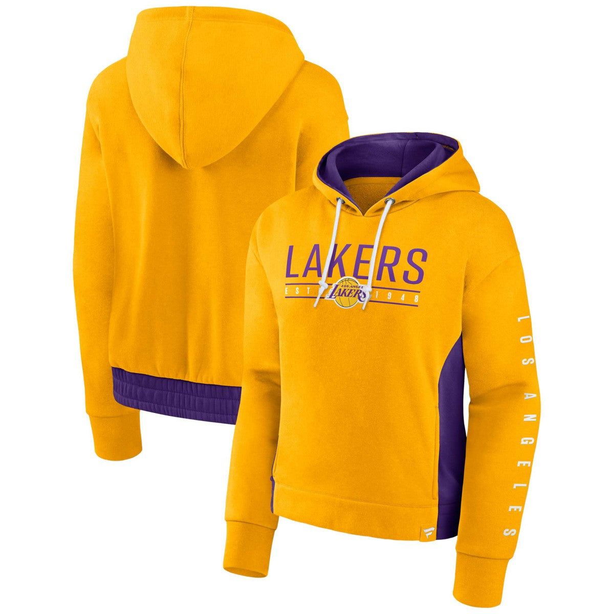 Gold Los Angeles Lakers Women's Iconic Halftime Colorblock Pullover Hoodie | NBA