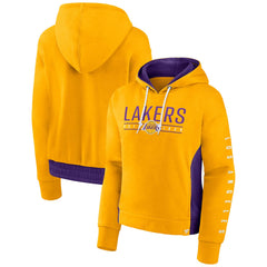 Gold Los Angeles Lakers Women's Iconic Halftime Colorblock Pullover Hoodie | NBA
