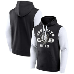 Black/White Brooklyn Nets Attack Colorblock Pullover Hoodie | NBA