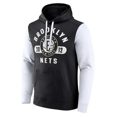 Black/White Brooklyn Nets Attack Colorblock Pullover Hoodie | NBA