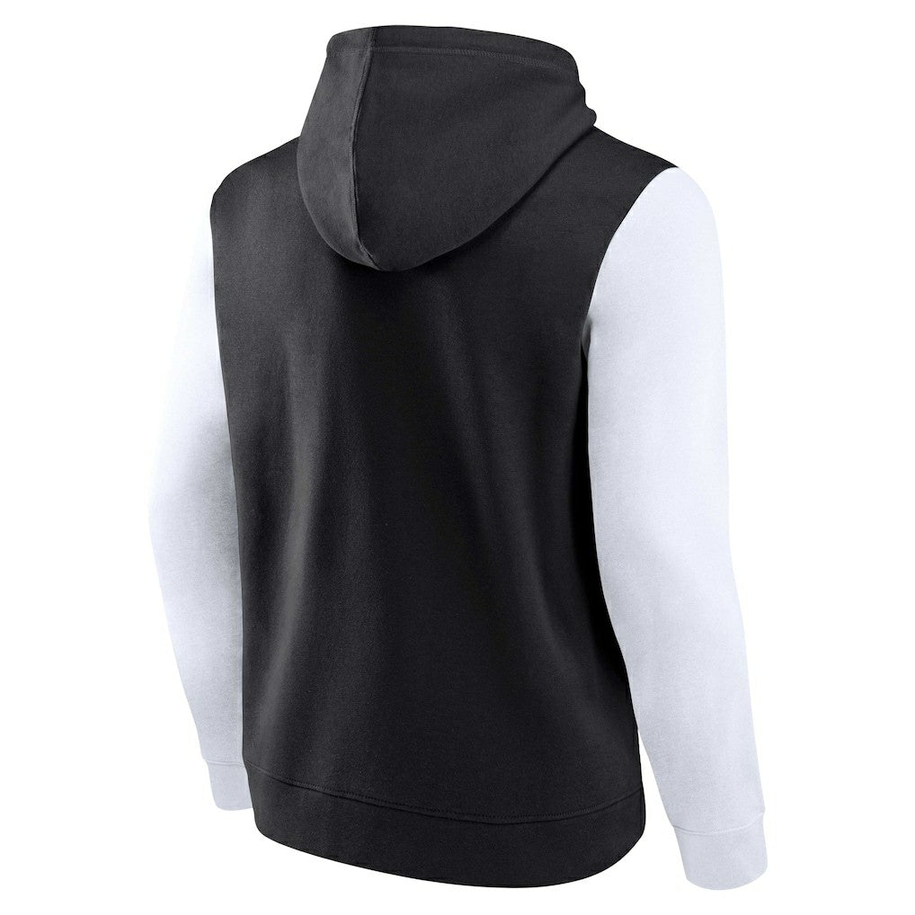 Black/White Brooklyn Nets Attack Colorblock Pullover Hoodie | NBA