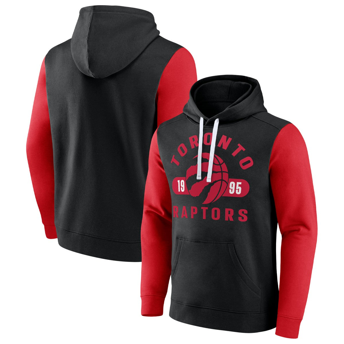Black/Red Toronto Raptors Attack Colorblock Pullover Hoodie | NBA