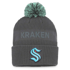 Seattle Kraken Fanatics Authentic Pro Home Ice Cuffed Knit Hat with Pom -  NHL Hats