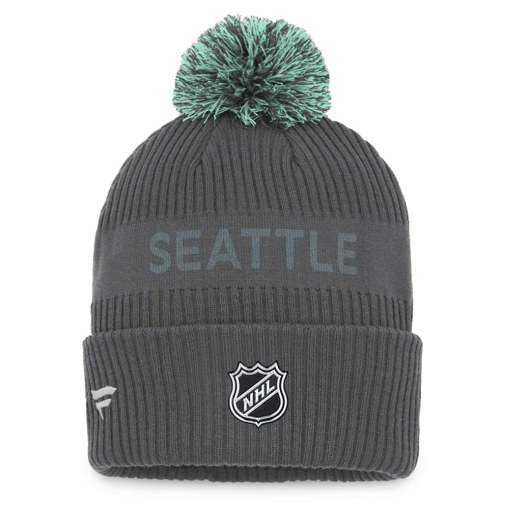 Seattle Kraken Fanatics Authentic Pro Home Ice Cuffed Knit Hat with Pom -  NHL Hats