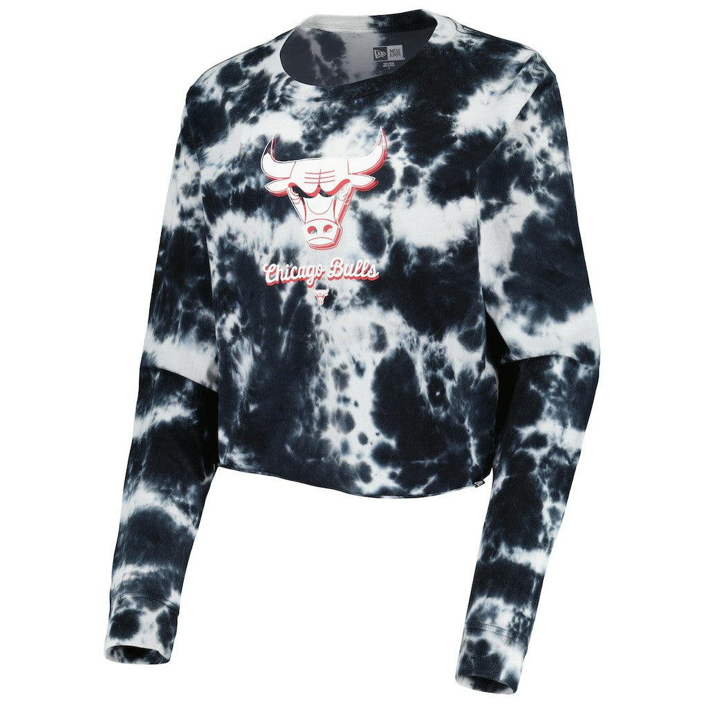 Black Chicago Bulls Women's Tie Dye Cropped Long Sleeve T-Shirt sale | NBA