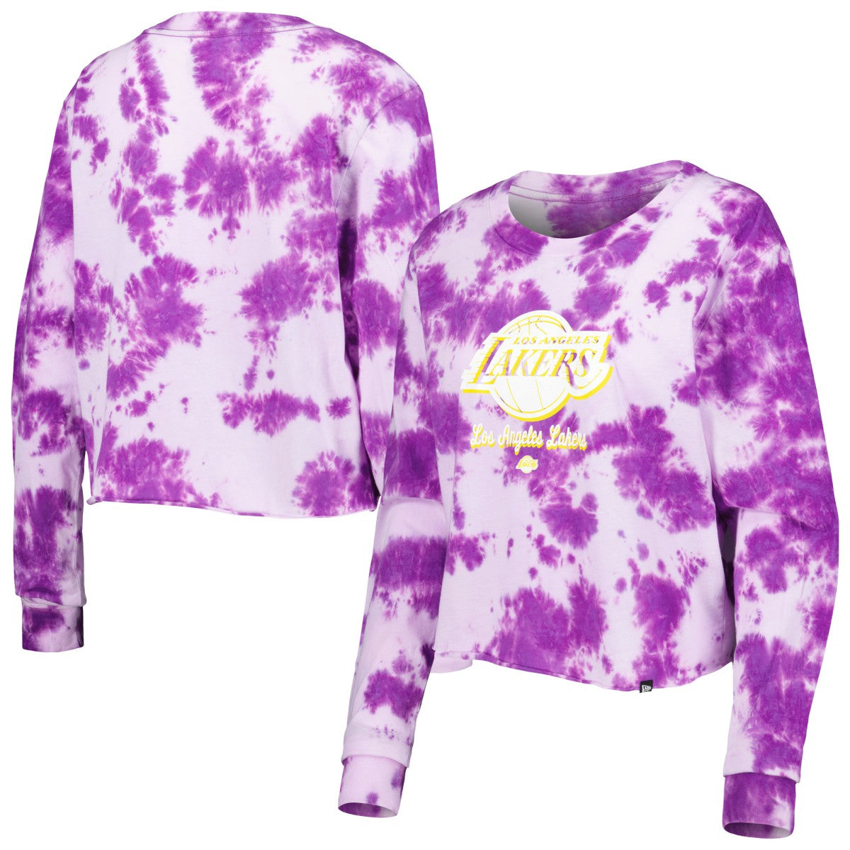 Purple Los Angeles Lakers Women's Tie Dye Cropped Long Sleeve T-Shirt | NBA