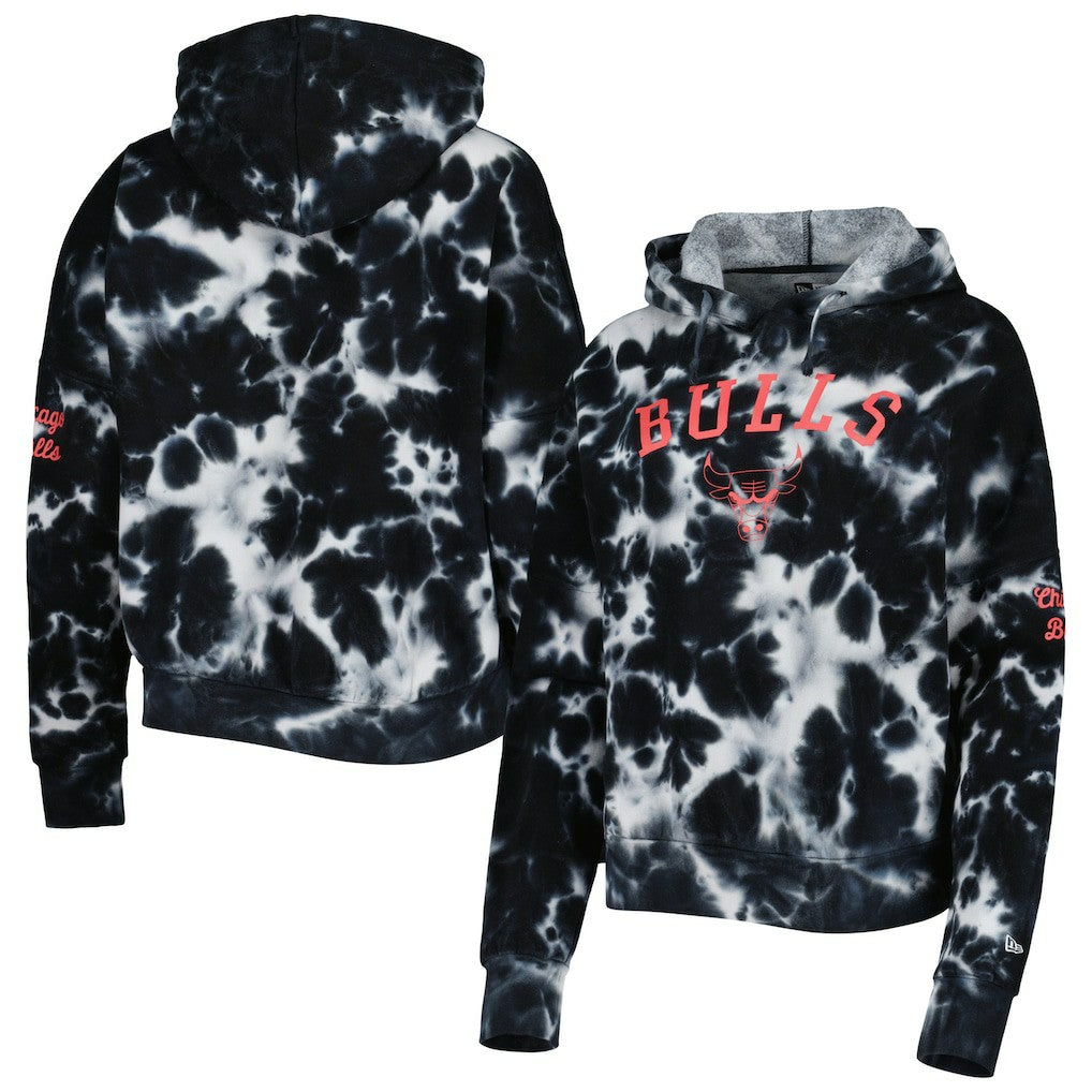 Black Chicago Bulls Women's Brushed Cotton Tie-Dye Pullover Hoodie sale | NBA