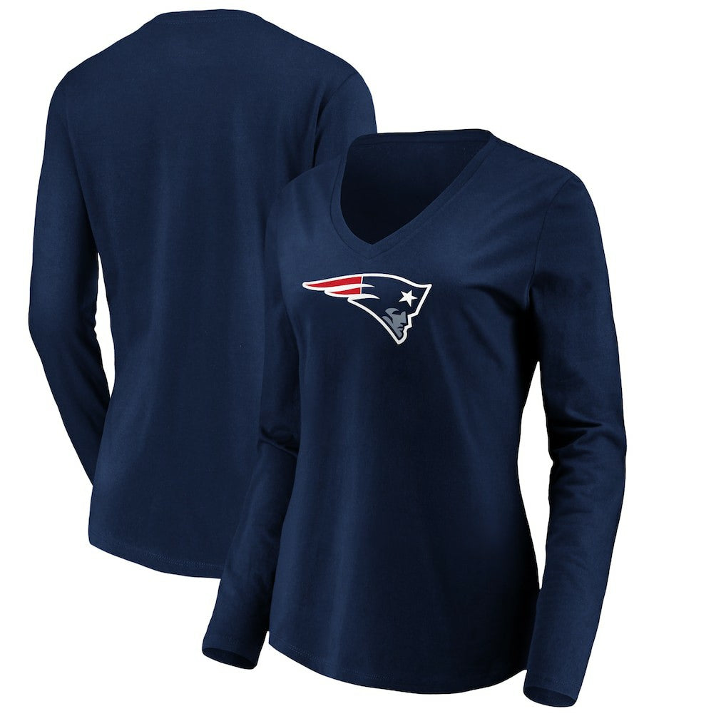 New England Patriots Women's Primary Team Logo Long Sleeve V-Neck T-Shirt | NFL On sale