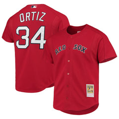 David Ortiz Boston Red Sox Mitchell & Ness Cooperstown Collection Mesh Batting Practice Button-Up Jersey - MLB Jerseys