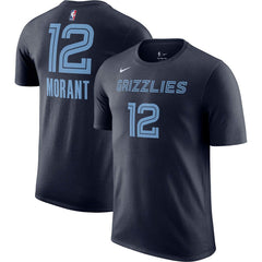Navy Ja Morant Memphis Grizzlies Icon 2022/23 Name & Number T-Shirt | NBA