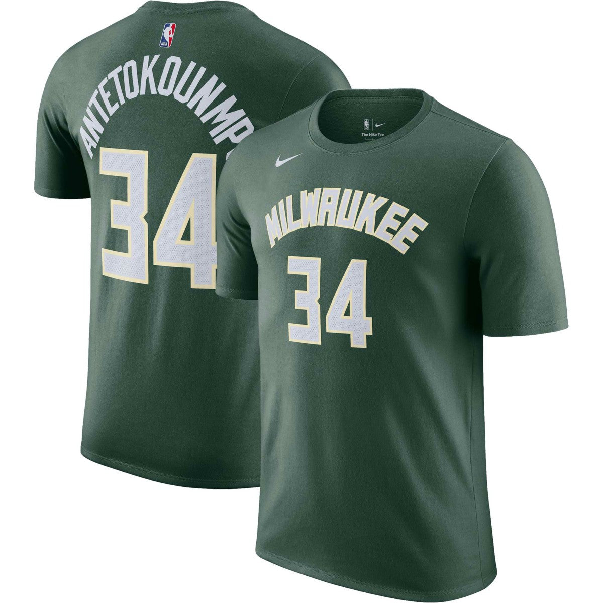 Hunter Green Giannis Antetokounmpo Milwaukee Bucks Icon 2022/23 Name & Number T-Shirt | NBA