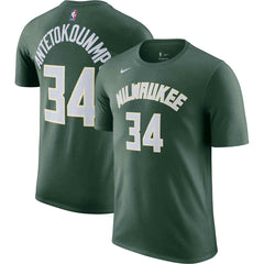 Hunter Green Giannis Antetokounmpo Milwaukee Bucks Icon 2022/23 Name & Number T-Shirt | NBA