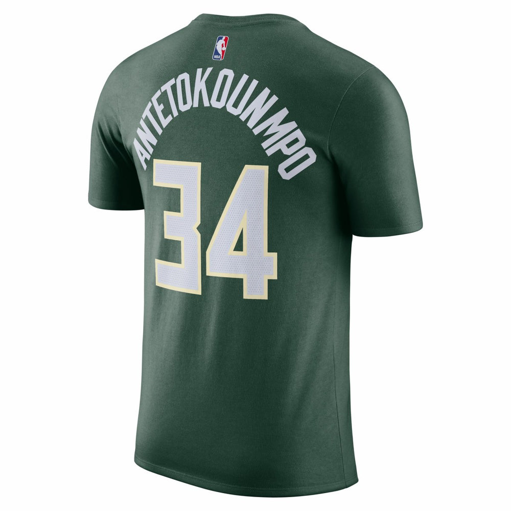 Hunter Green Giannis Antetokounmpo Milwaukee Bucks Icon 2022/23 Name & Number T-Shirt | NBA