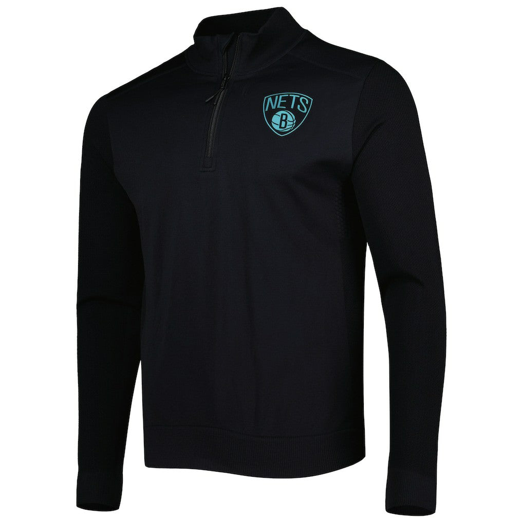 Black Brooklyn Nets Levelwear Nano Engineered Knit Fabric Quarter-Zip Jacket | NBA