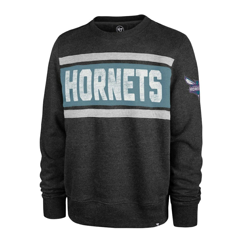Heather Black Charlotte Hornets '47 Tribeca Emerson Pullover Sweatshirt | NBA