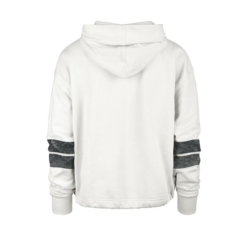 Cream Brooklyn Nets '47 Women's Emerson Stripe Cropped Pullover Hoodie | NBA