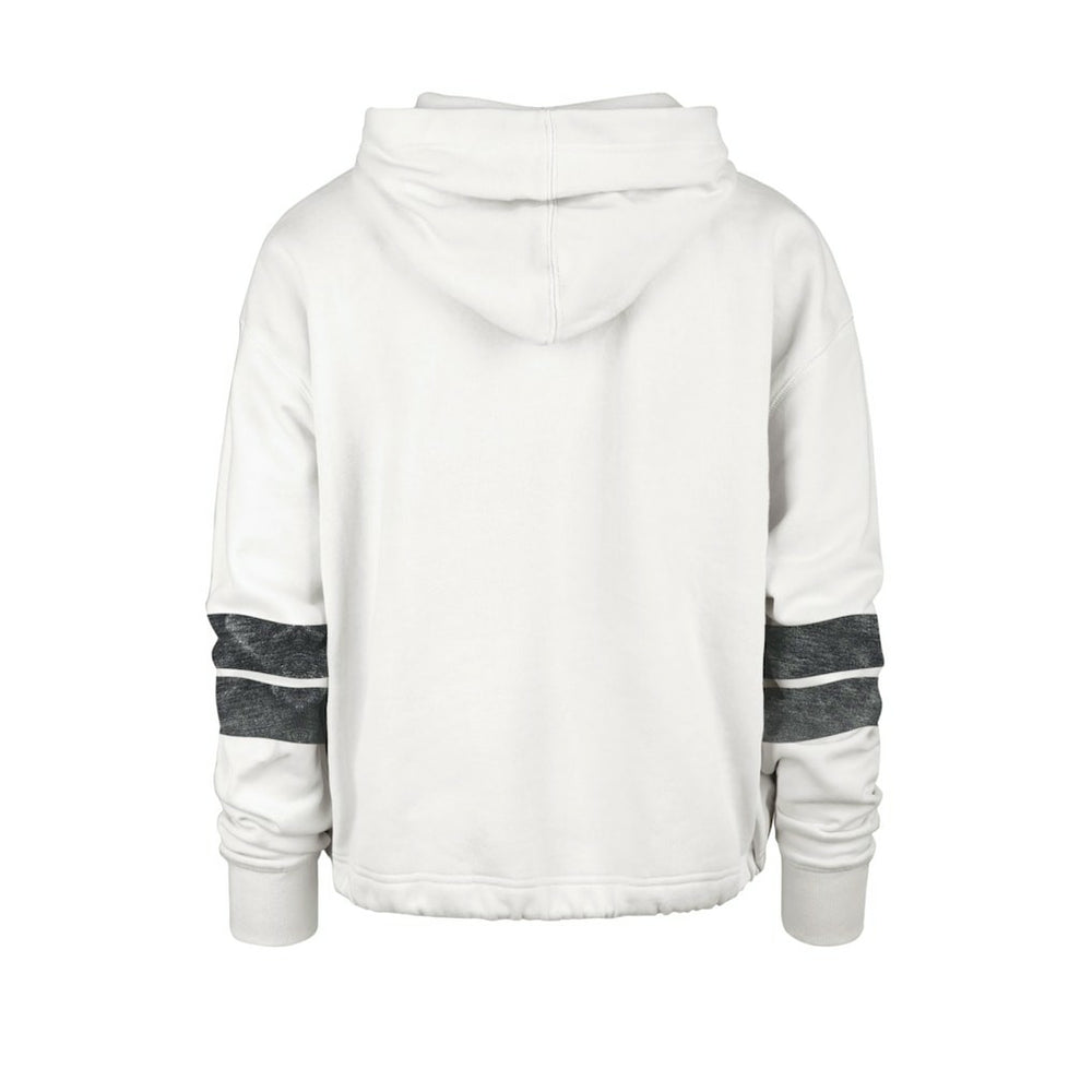 Cream Brooklyn Nets '47 Women's Emerson Stripe Cropped Pullover Hoodie | NBA
