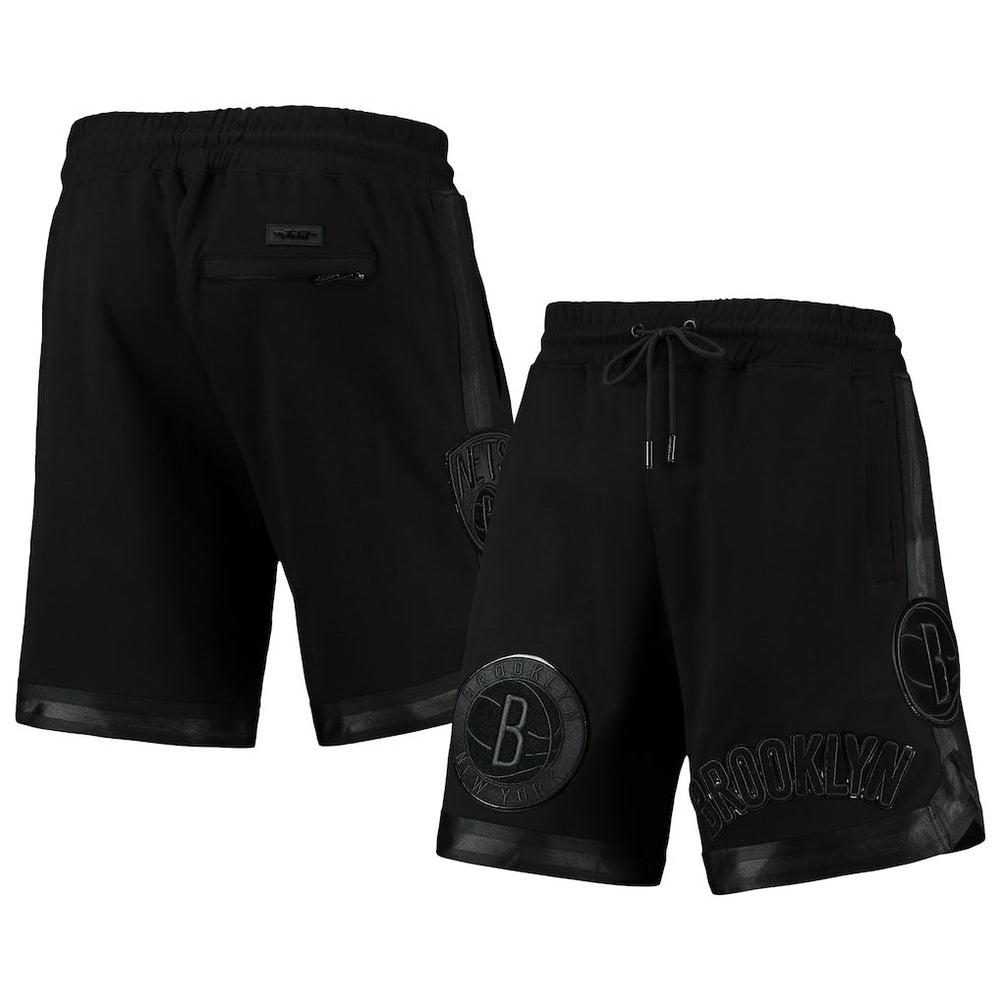 Brooklyn Nets Pro Standard Triple Black Gloss Logo Shorts for sale | NBA