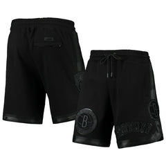 Brooklyn Nets Pro Standard Triple Black Gloss Logo Shorts for sale | NBA