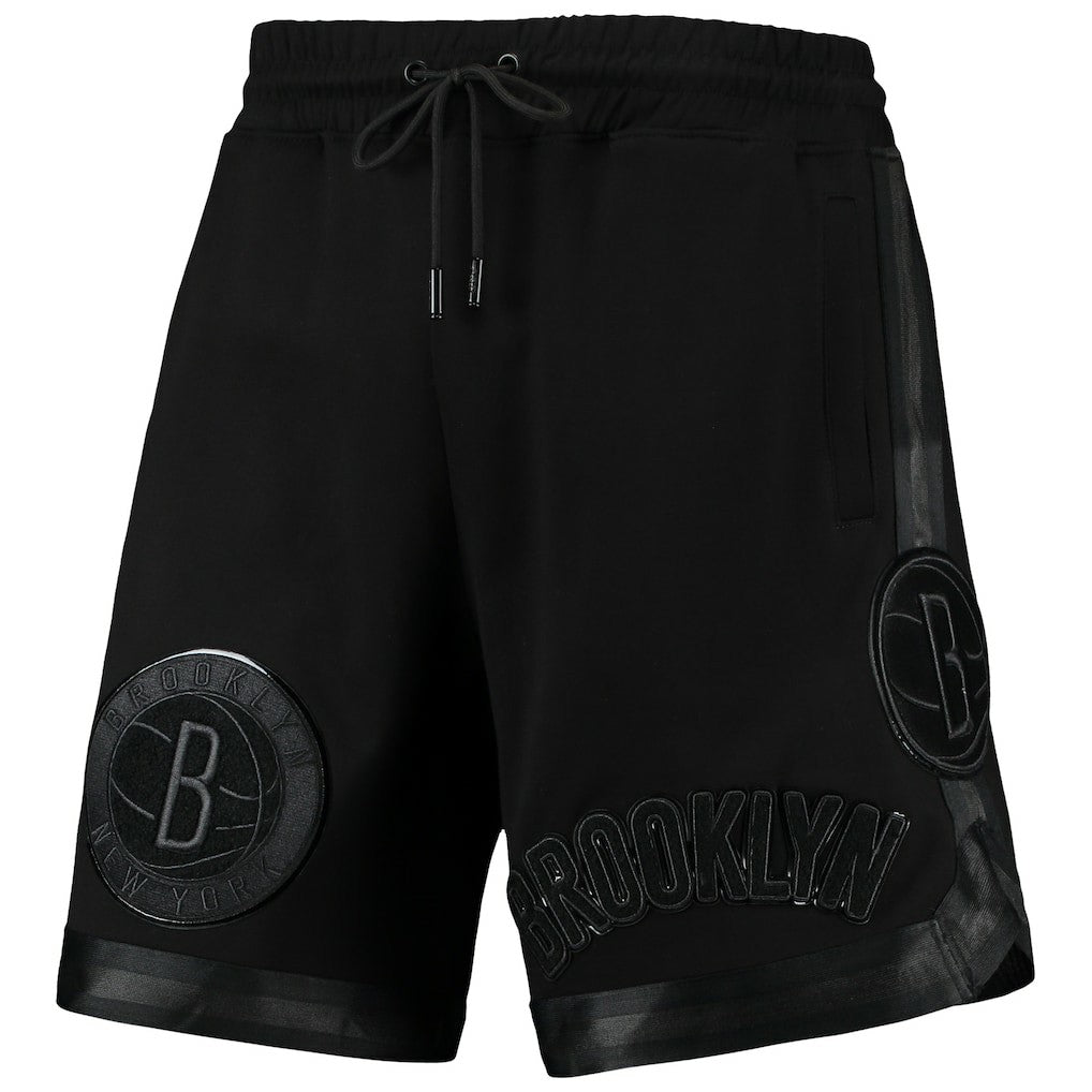 Brooklyn Nets Pro Standard Triple Black Gloss Logo Shorts for sale | NBA