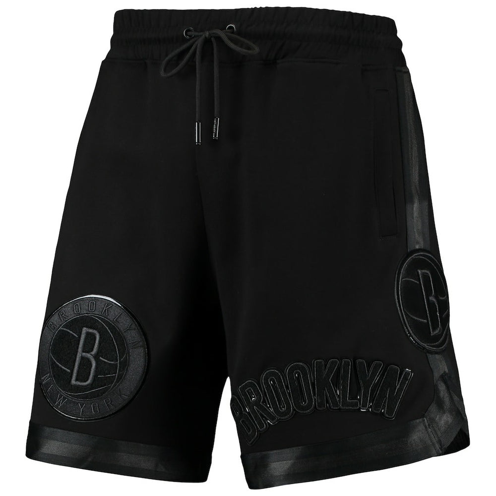Brooklyn Nets Pro Standard Triple Black Gloss Logo Shorts for sale | NBA