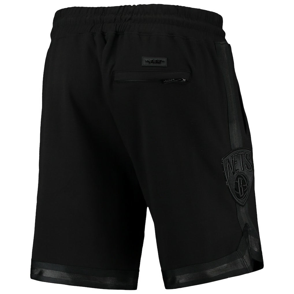Brooklyn Nets Pro Standard Triple Black Gloss Logo Shorts for sale | NBA