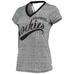 Colorado Rockies Touch Women's Hail Mary Back Wrap Space-Dye V-Neck T-Shirt - MLB T-shirts