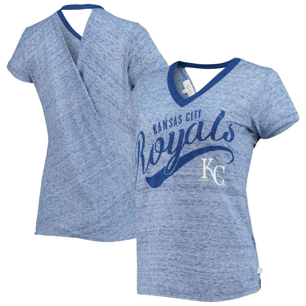 Kansas City Royals Touch Women's Hail Mary Back Wrap Space-Dye V-Neck T-Shirt - MLB T-shirts