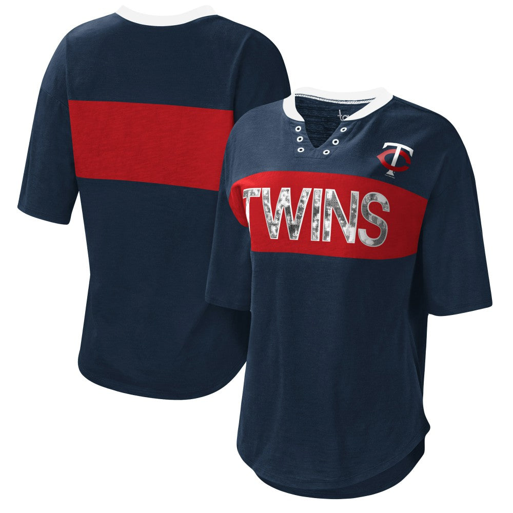 Minnesota Twins Touch Women's Lead Off Notch Neck T-Shirt - MLB T-shirts