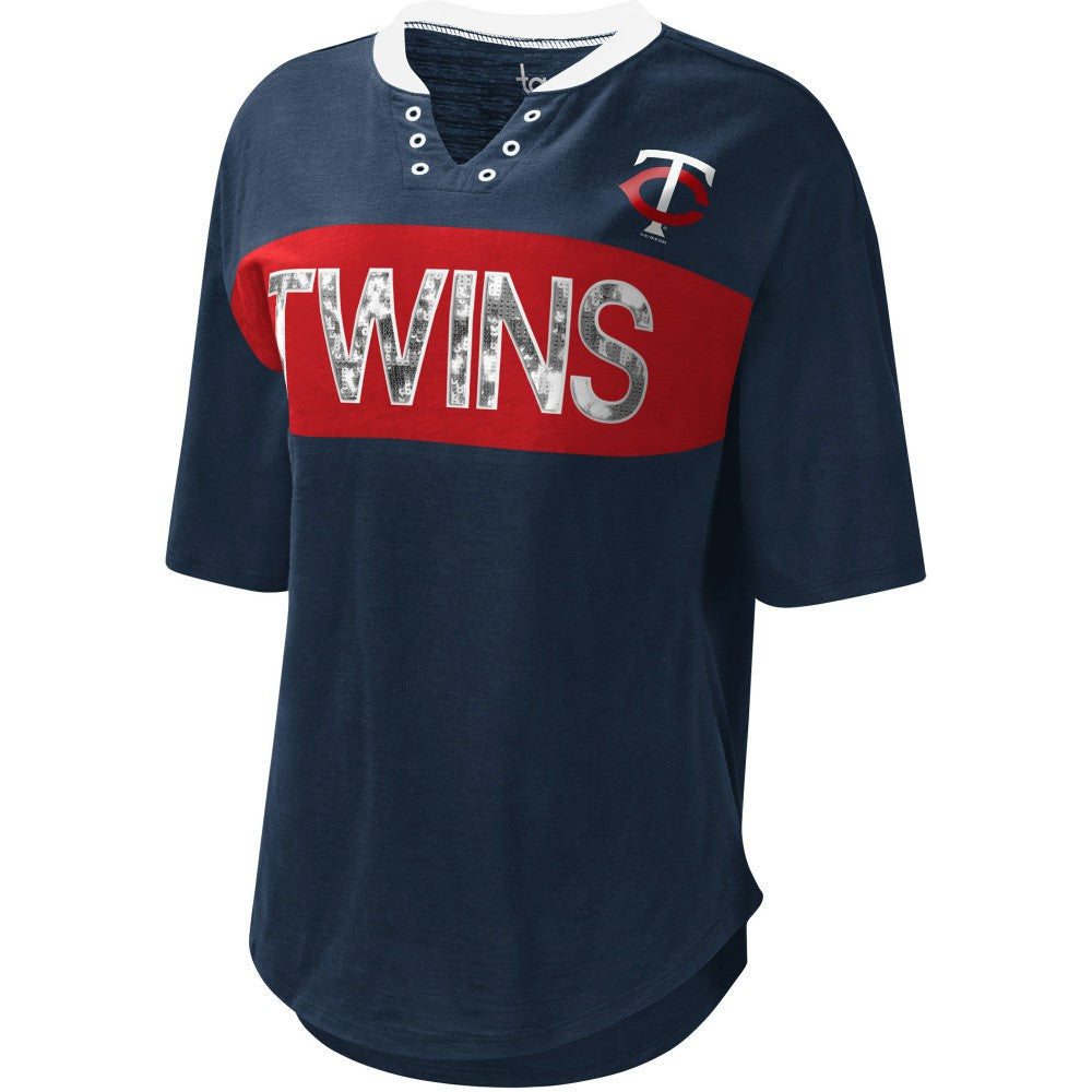 Minnesota Twins Touch Women's Lead Off Notch Neck T-Shirt - MLB T-shirts