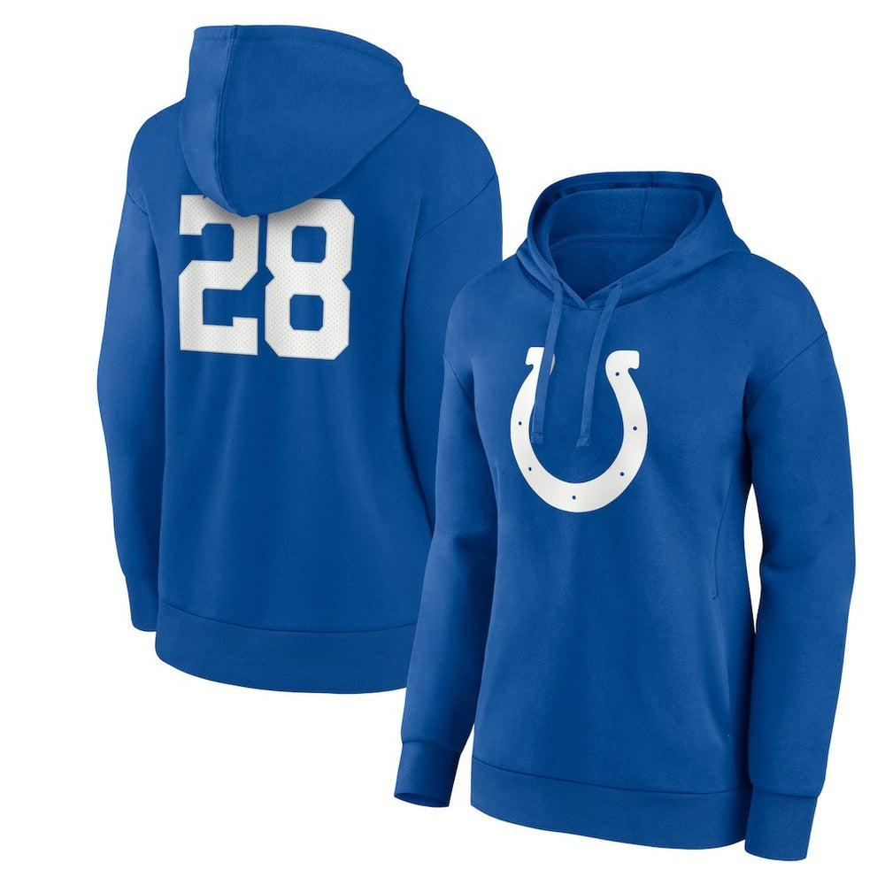 Indianapolis Colts Jonathan Taylor  Women's Player Icon Name & Number V-Neck Pullover Hoodie | NFL Discount