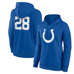 Indianapolis Colts Jonathan Taylor  Women's Player Icon Name & Number V-Neck Pullover Hoodie | NFL Discount