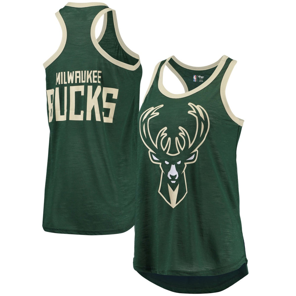Hunter Green Milwaukee Bucks G-III Sports by Carl Banks Women's Showdown Scoop-Neck Racerback Tank Top | NBA