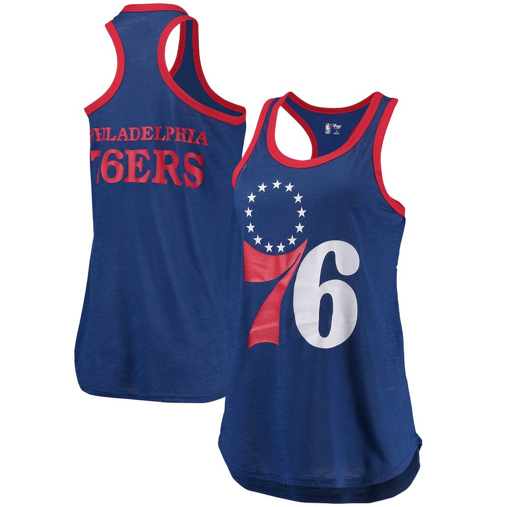 Royal Philadelphia 76ers G-III Sports by Carl Banks Women's Showdown Scoop-Neck Racerback Tank Top | NBA