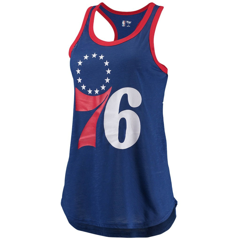 Royal Philadelphia 76ers G-III Sports by Carl Banks Women's Showdown Scoop-Neck Racerback Tank Top | NBA
