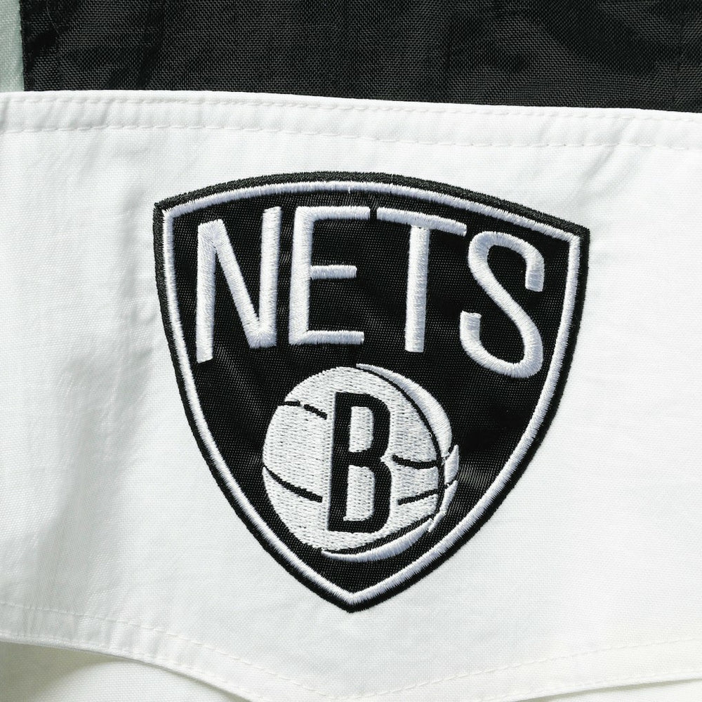 White Brooklyn Nets Starter Striker Crinkle Half-Zip Hoodie Jacket | NBA