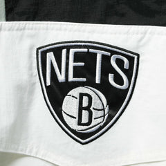 White Brooklyn Nets Starter Striker Crinkle Half-Zip Hoodie Jacket | NBA