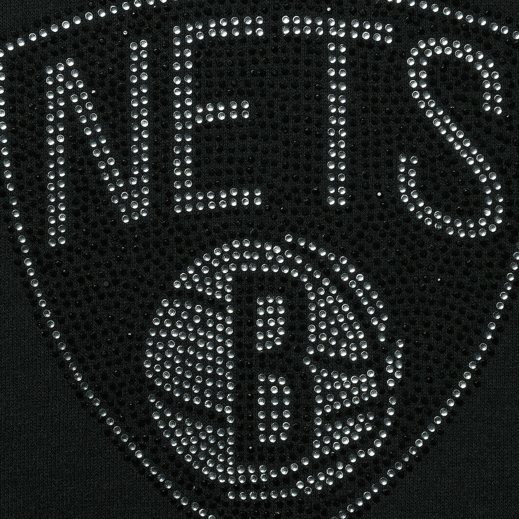 Black Brooklyn Nets DKNY Sport Women's Carrie Rhinestone Pullover Sweatshirt | NBA