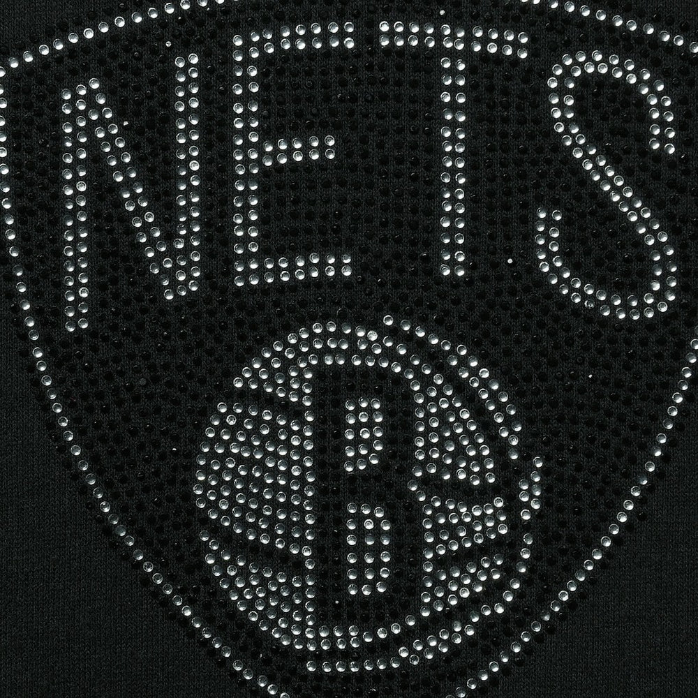 Black Brooklyn Nets DKNY Sport Women's Carrie Rhinestone Pullover Sweatshirt | NBA