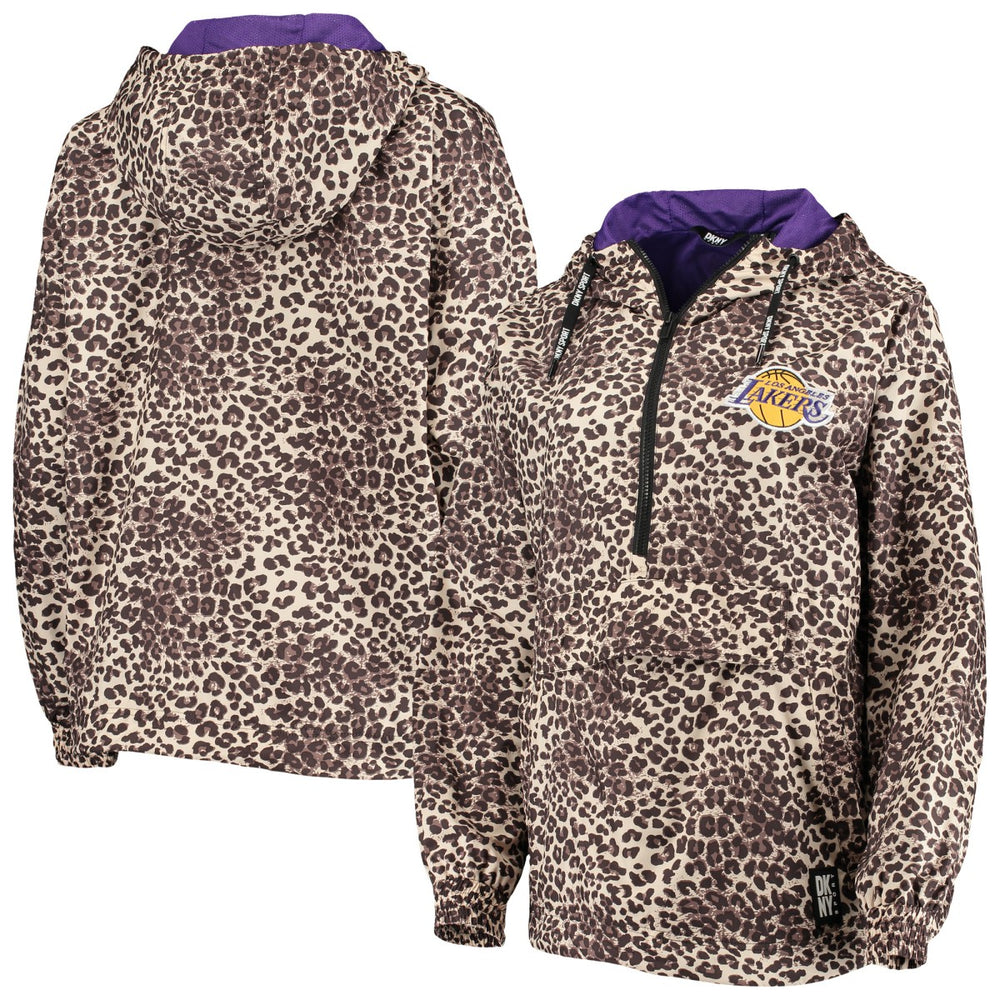 Leopard Los Angeles Lakers DKNY Sport Women's Gabriella Windbreaker Half-Zip Hoodie | NBA