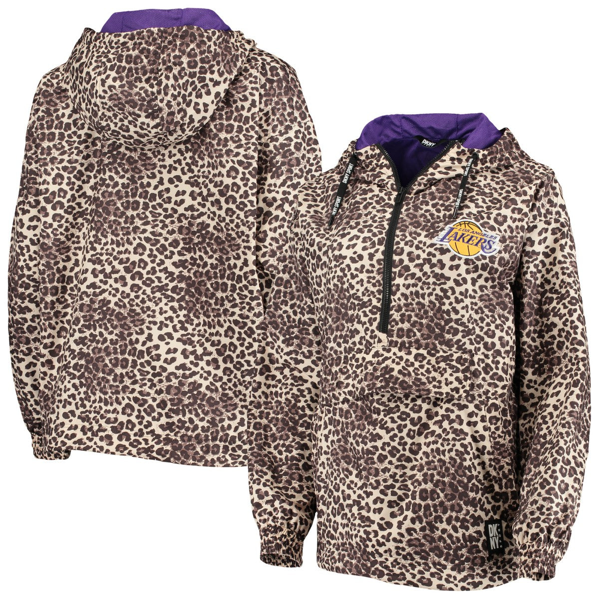 Leopard Los Angeles Lakers DKNY Sport Women's Gabriella Windbreaker Half-Zip Hoodie | NBA