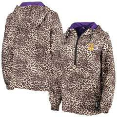 Leopard Los Angeles Lakers DKNY Sport Women's Gabriella Windbreaker Half-Zip Hoodie | NBA