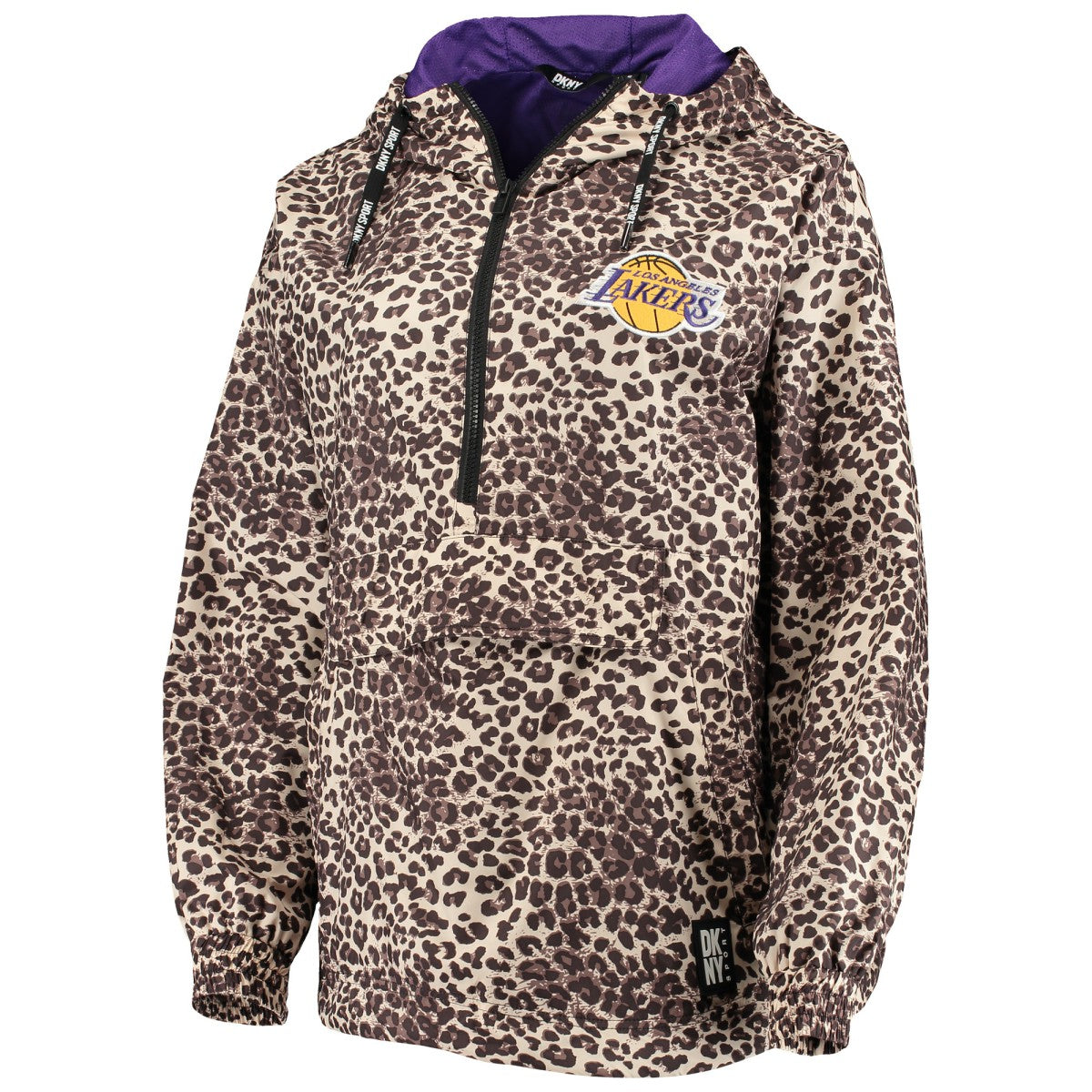 Leopard Los Angeles Lakers DKNY Sport Women's Gabriella Windbreaker Half-Zip Hoodie | NBA