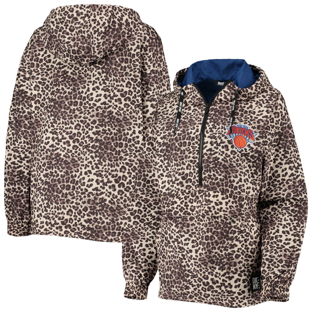 Leopard New York Knicks DKNY Sport Women's Gabriella Windbreaker Half-Zip Hoodie | NBA