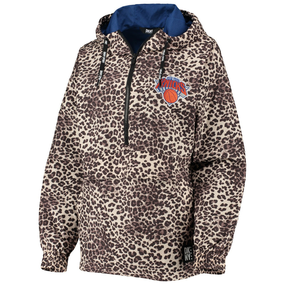 Leopard New York Knicks DKNY Sport Women's Gabriella Windbreaker Half-Zip Hoodie | NBA