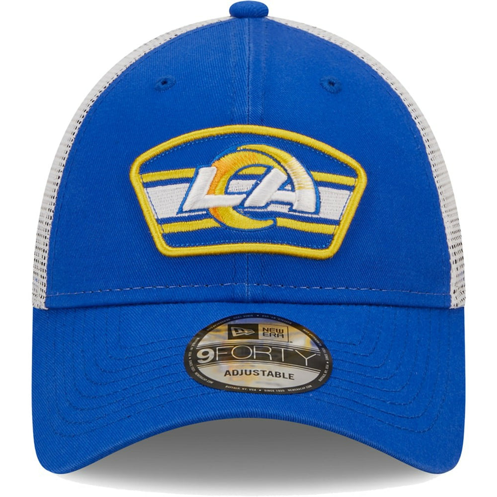 Los Angeles Rams Logo Patch Trucker 9FORTY Snapback Hat | NFL Sale