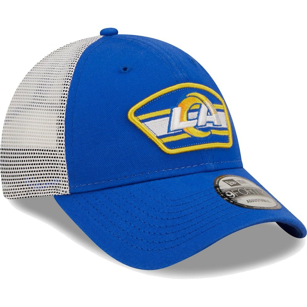Los Angeles Rams Logo Patch Trucker 9FORTY Snapback Hat | NFL Sale