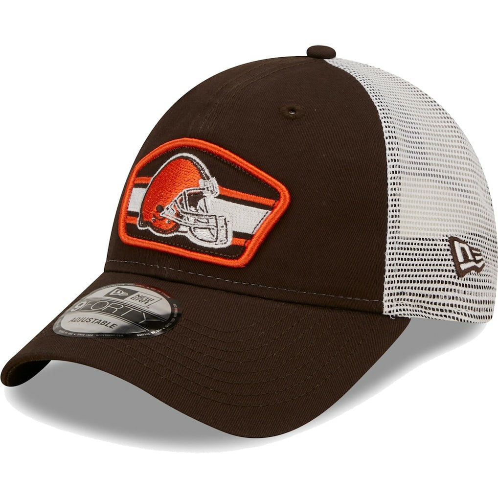 Cleveland Browns Logo Patch Trucker 9FORTY Snapback Hat | NFL On sale