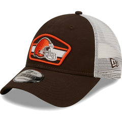 Cleveland Browns Logo Patch Trucker 9FORTY Snapback Hat | NFL On sale