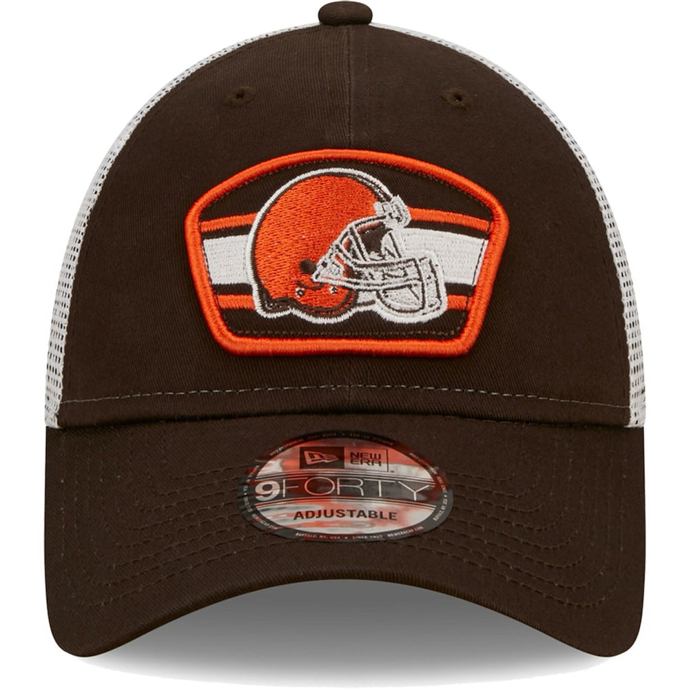 Cleveland Browns Logo Patch Trucker 9FORTY Snapback Hat | NFL On sale